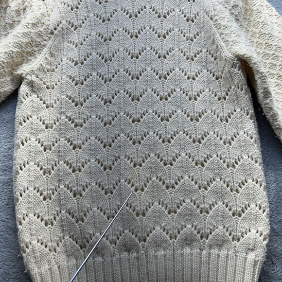 Vintage Cream Sweater Womens Large Boho Granola Ethereal Wool Ruffle 80s Y2K 90s - Picture 9 of 13